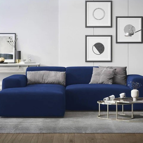 NADUVI Collection Nina Hoekbank Links - Velvet - Blauw