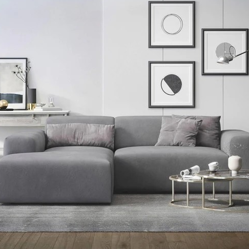 NADUVI Collection Nina Hoekbank Links - Velvet - Lichtgrijs