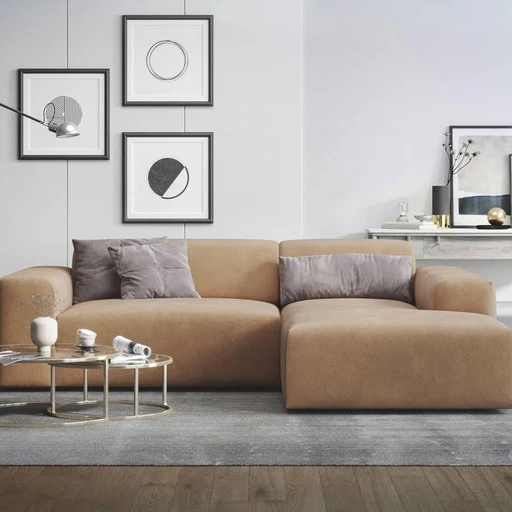 NADUVI Collection Nina Hoekbank Rechts - Velvet - Camel bruin