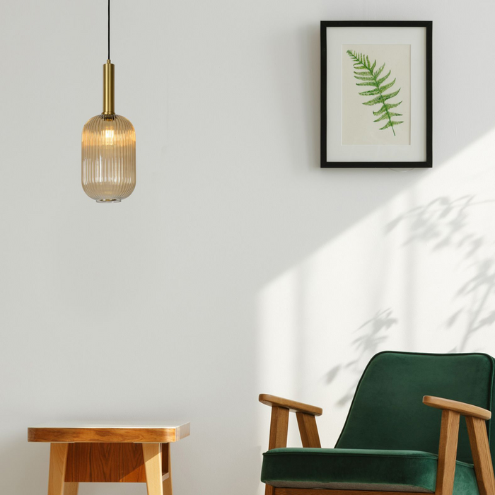 Lucide Maloto Hanglamp Cilinder - Amber