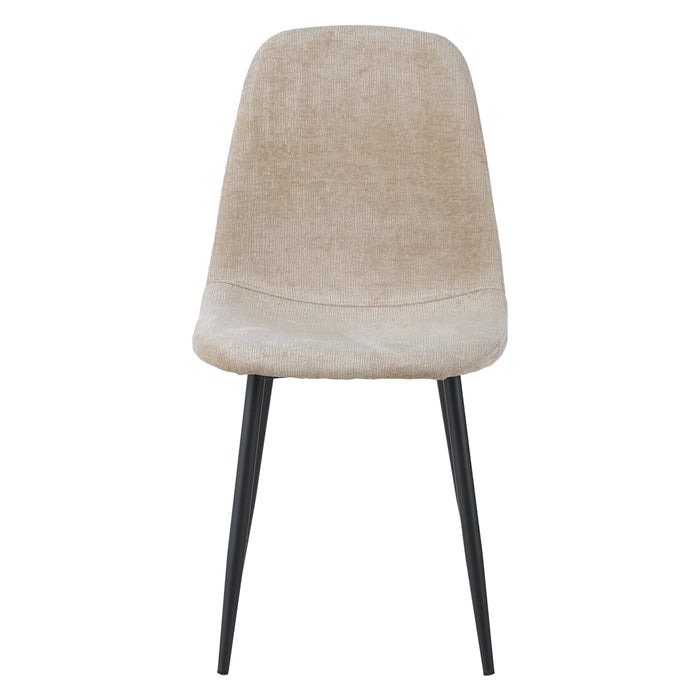 by fonQ basic Sweep Eetkamerstoel Chenille - Set van 4 - Beige