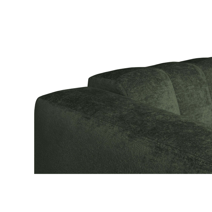 by fonQ Plume 3-zits Hoekbank met Chaise Longue Rechts - Chenille - Donkergroen