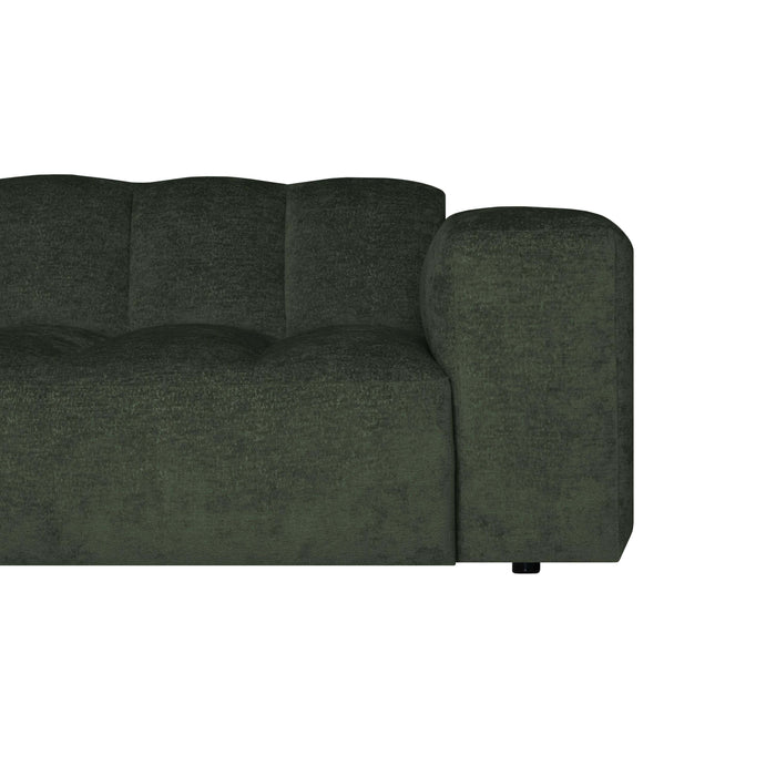 by fonQ Plume 3-zits Hoekbank met Chaise Longue Links - Chenille - Donkergroen