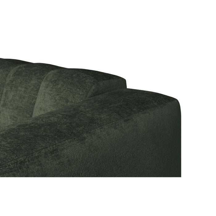 by fonQ Plume 3-zits Hoekbank met Chaise Longue Links - Chenille - Donkergroen