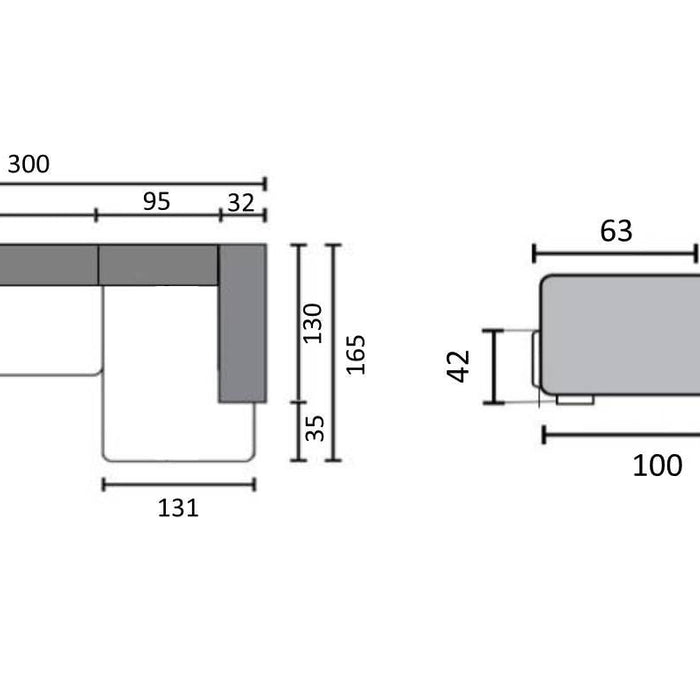 by fonQ Plume 3-zits Hoekbank met Chaise Longue Rechts - Chenille - Grijs