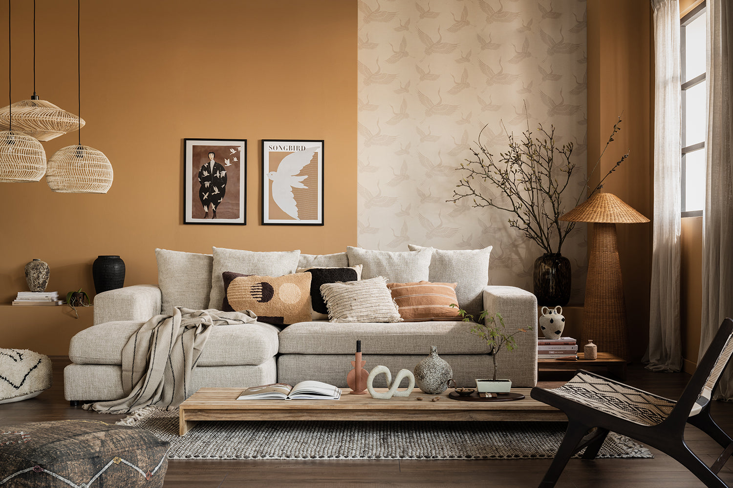 Mooie wanddecoratie in de woonstijl Bohemian