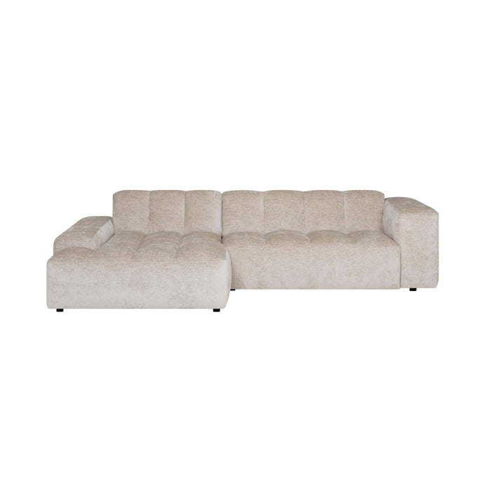 by fonQ Plume 3-zits Hoekbank met Chaise Longue Links - Chenille - Beige