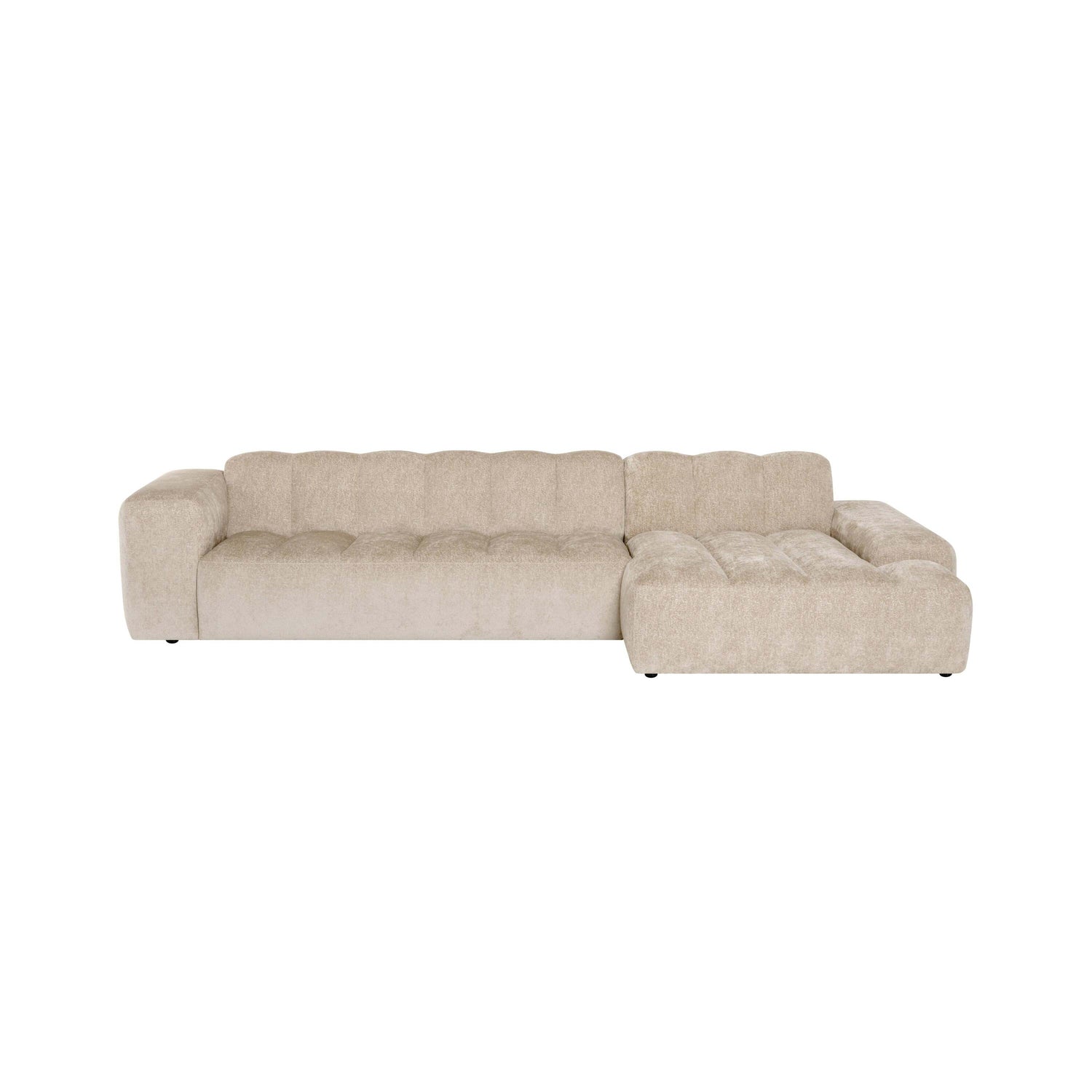 by fonQ Plume 4-zits Hoekbank met Chaise Longue Rechts - Chenille - Beige
