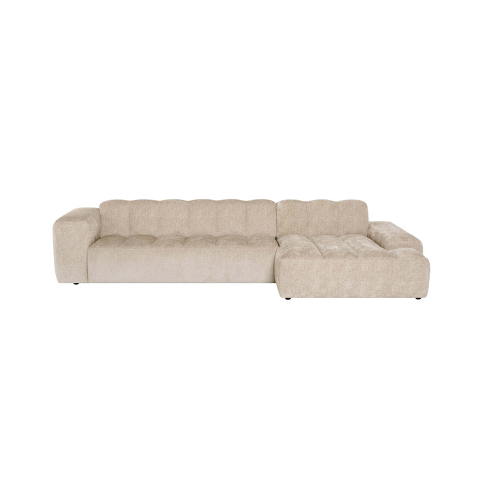 by fonQ Plume 4-zits Hoekbank met Chaise Longue Rechts - Chenille - Beige