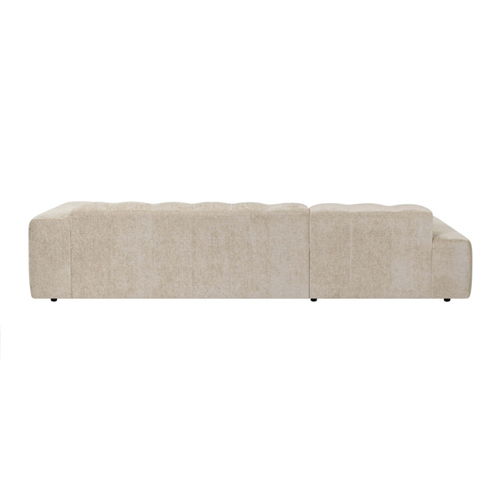 by fonQ Plume 4-zits Hoekbank met Chaise Longue XL Links - Chenille - Beige