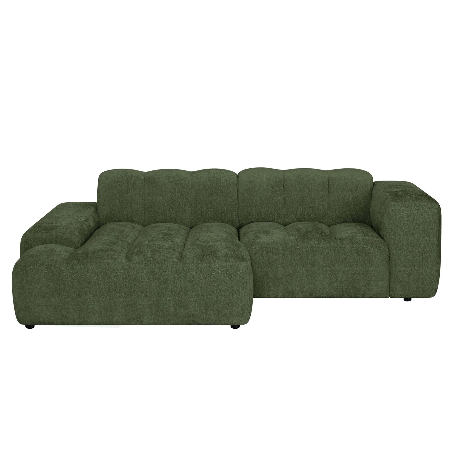 by fonQ Plume 2,5-zits Hoekbank met Chaise Longue XL Links - Chenille - Groen