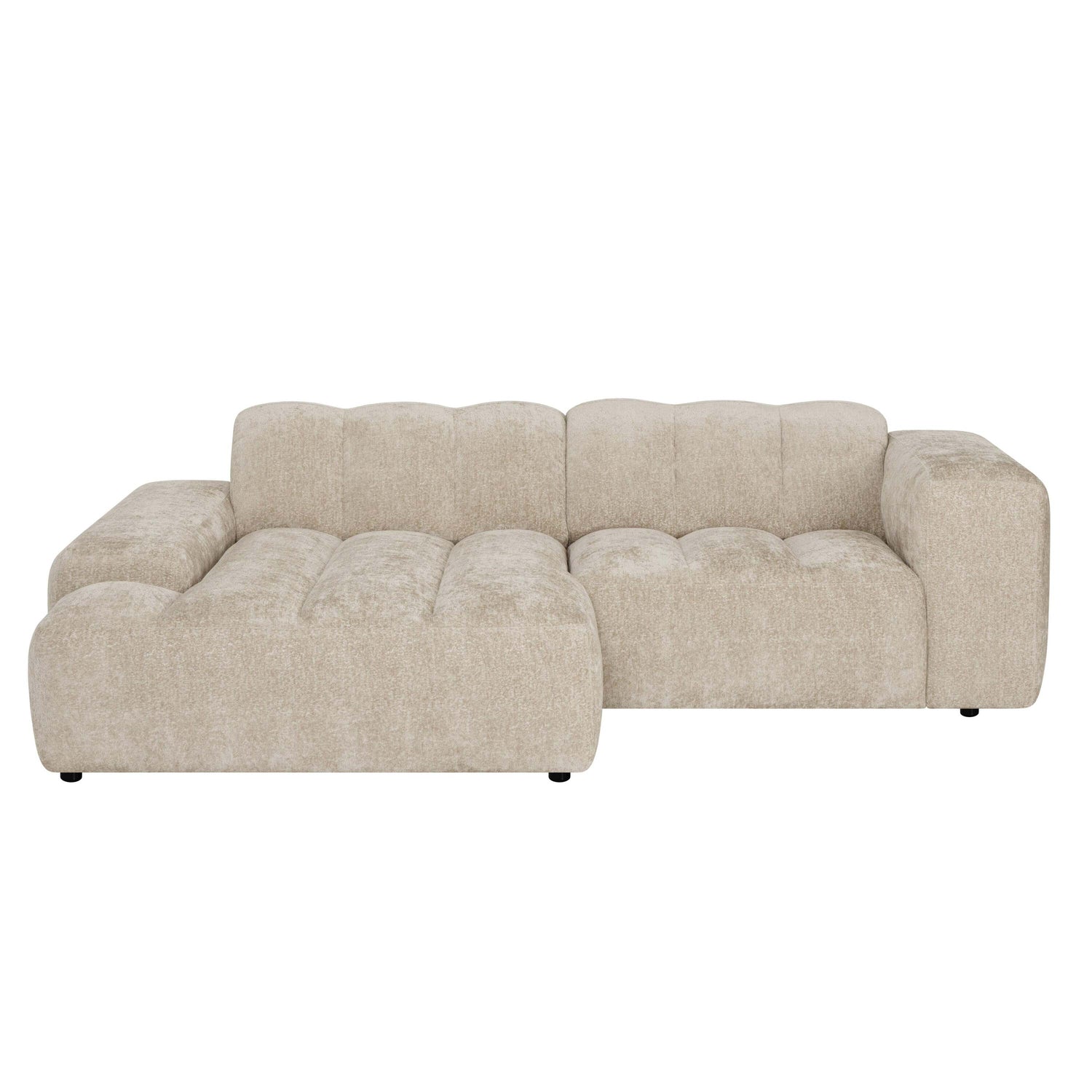 by fonQ Plume 2,5-zits Hoekbank met Chaise Longue XL Links - Chenille - Beige