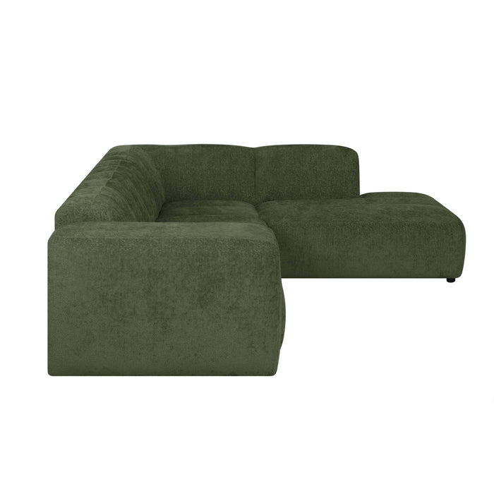 by fonQ Plume 3-zits Hoekbank Rechts - Chenille - Groen