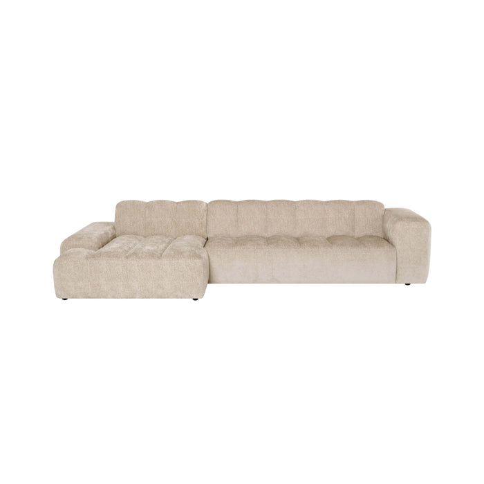 by fonQ Plume 4-zits Hoekbank met Chaise Longue Links - Chenille - Beige