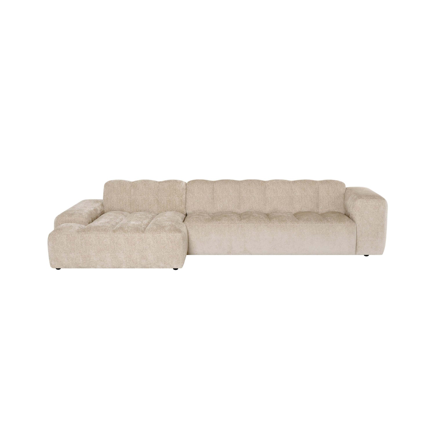 by fonQ Plume 4-zits Hoekbank met Chaise Longue Links - Chenille - Beige