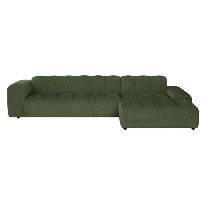 by fonQ Plume 4-zits Hoekbank met Chaise Longue XL Rechts - Chenille - Groen