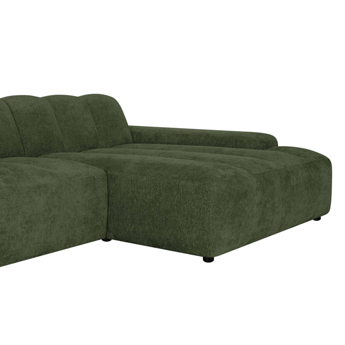 by fonQ Plume 4-zits Hoekbank met Chaise Longue XL Rechts - Chenille - Groen