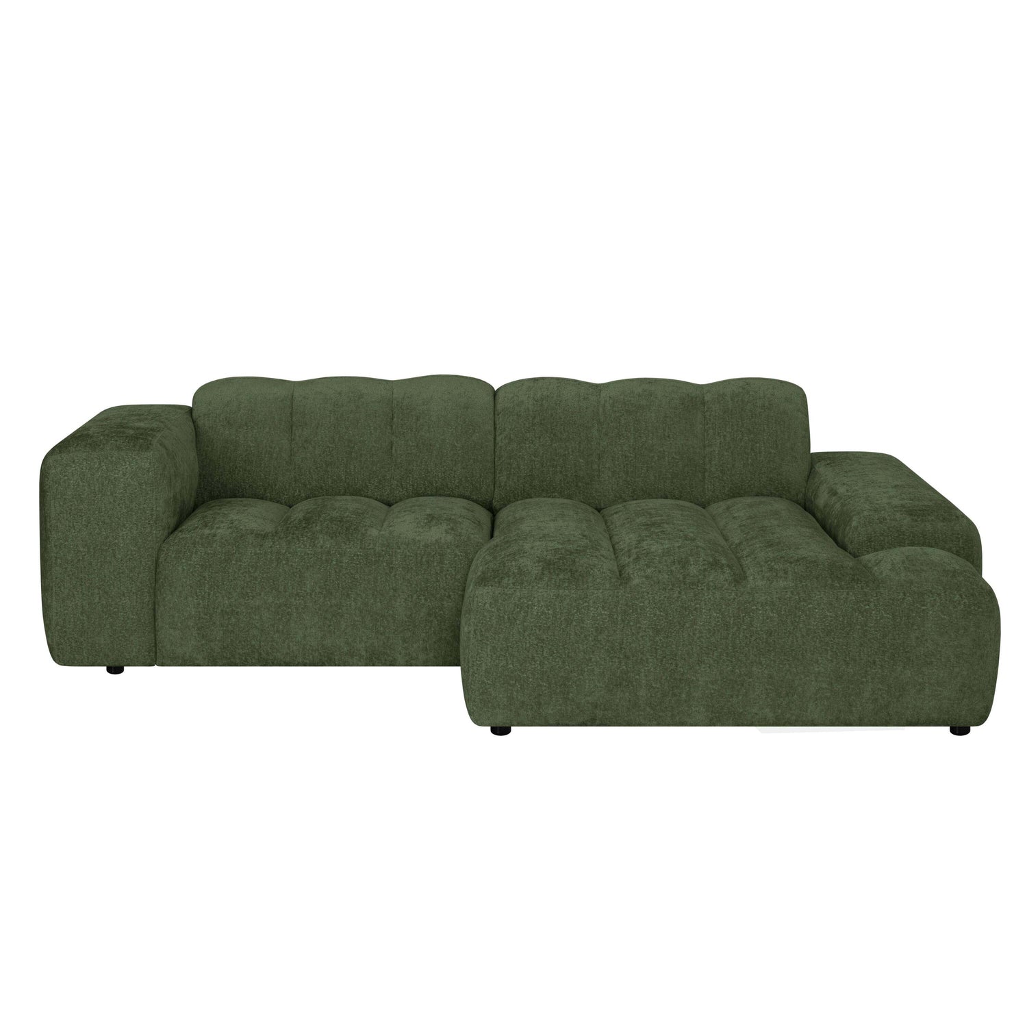 by fonQ Plume 2,5-zits Hoekbank met Chaise Longue Rechts - Chenille - Groen