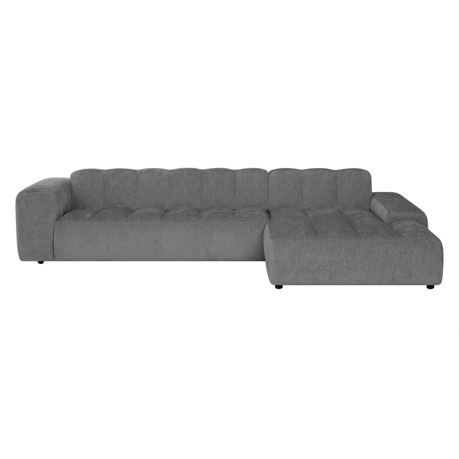 by fonQ Plume 4-zits Hoekbank met Chaise Longue XL Rechts - Chenille - Antraciet