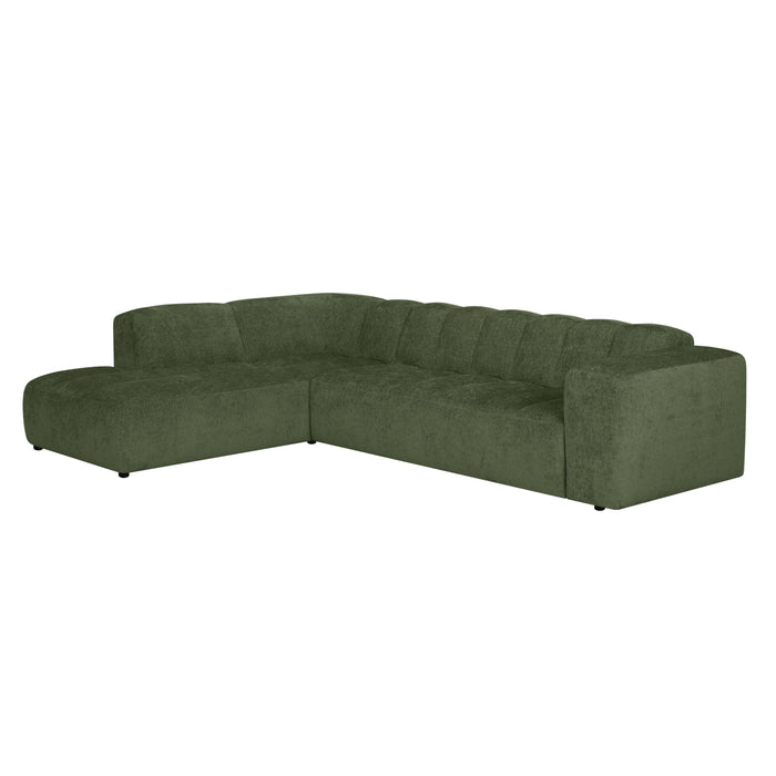 by fonQ Plume 3-zits Hoekbank Links - Chenille - Groen