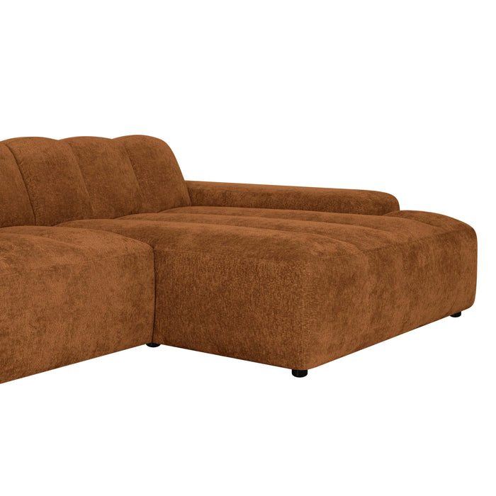 by fonQ Plume 2,5-zits Hoekbank met Chaise Longue Rechts - Chenille - Terra