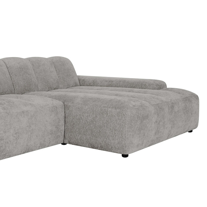 by fonQ Plume 4-zits Hoekbank met Chaise Longue XL Rechts - Chenille - Grijs