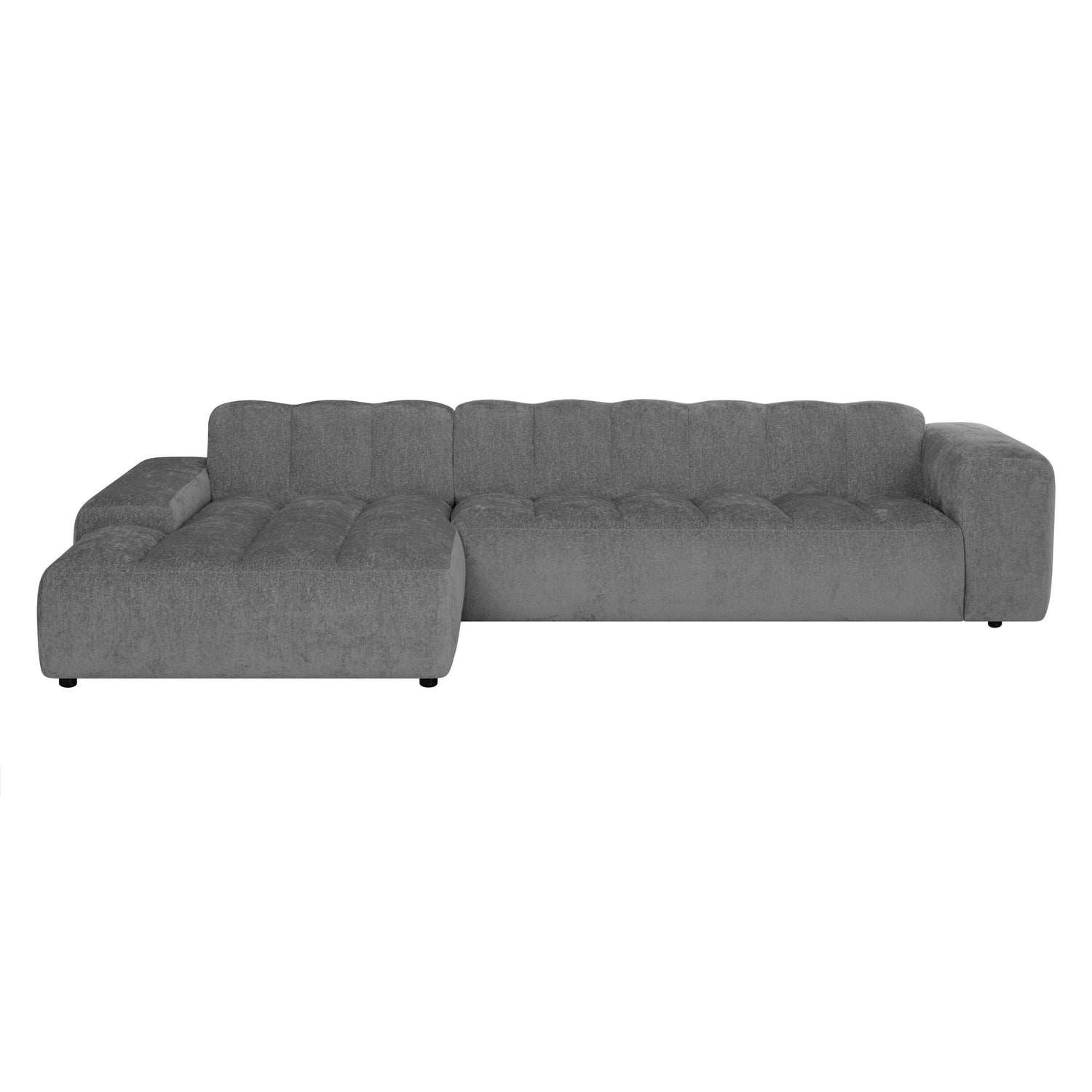 by fonQ Plume 4-zits Hoekbank met Chaise Longue XL Links - Chenille - Antraciet