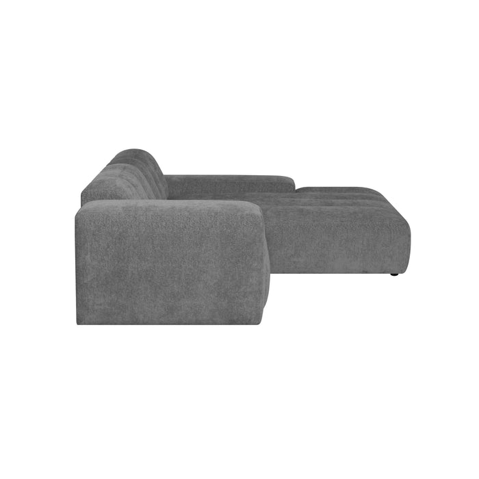by fonQ Plume 2,5-zits Hoekbank met Chaise Longue XL Rechts - Chenille - Antraciet