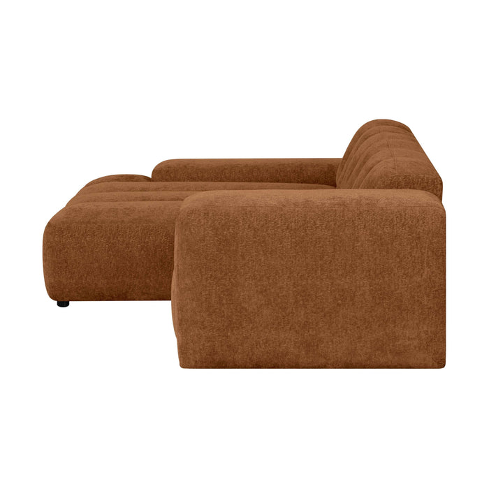 by fonQ Plume 2,5-zits Hoekbank met Chaise Longue Links - Chenille - Terra