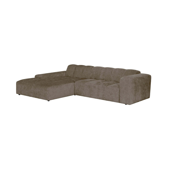 by fonQ Plume 3-zits Hoekbank met Chaise Longue XL Links - Chenille - Mocca