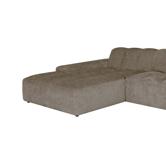 by fonQ Plume 3-zits Hoekbank met Chaise Longue XL Links - Chenille - Mocca