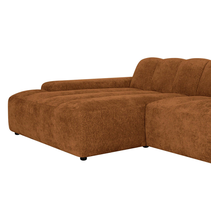 by fonQ Plume 4-zits Hoekbank met Chaise Longue Links - Chenille - Terra