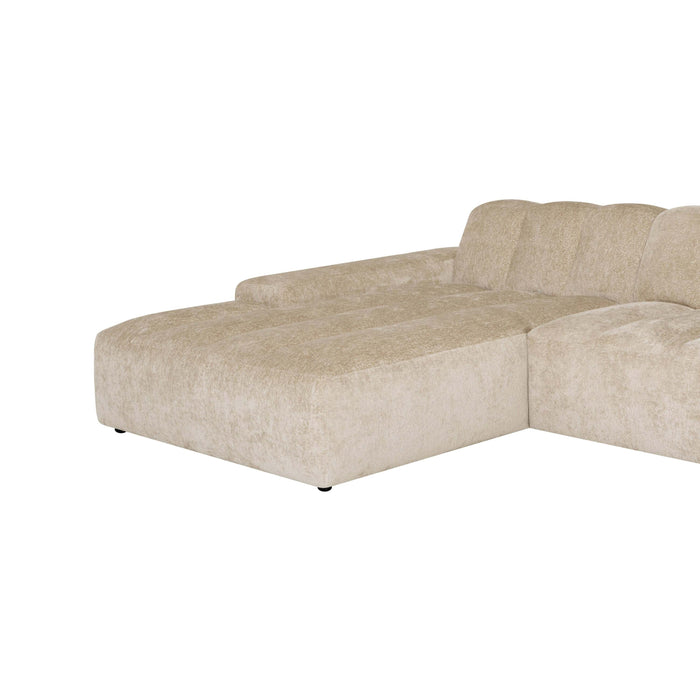 by fonQ Plume 3-zits Hoekbank met Chaise Longue XL Links - Chenille - Beige