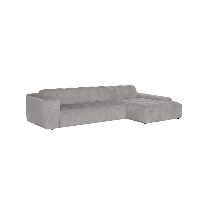 by fonQ Plume 4-zits Hoekbank met Chaise Longue Rechts - Chenille - Grijs