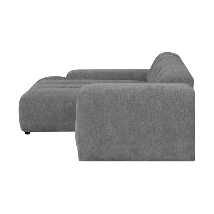 by fonQ Plume 2,5-zits Hoekbank met Chaise Longue Links - Chenille - Antraciet