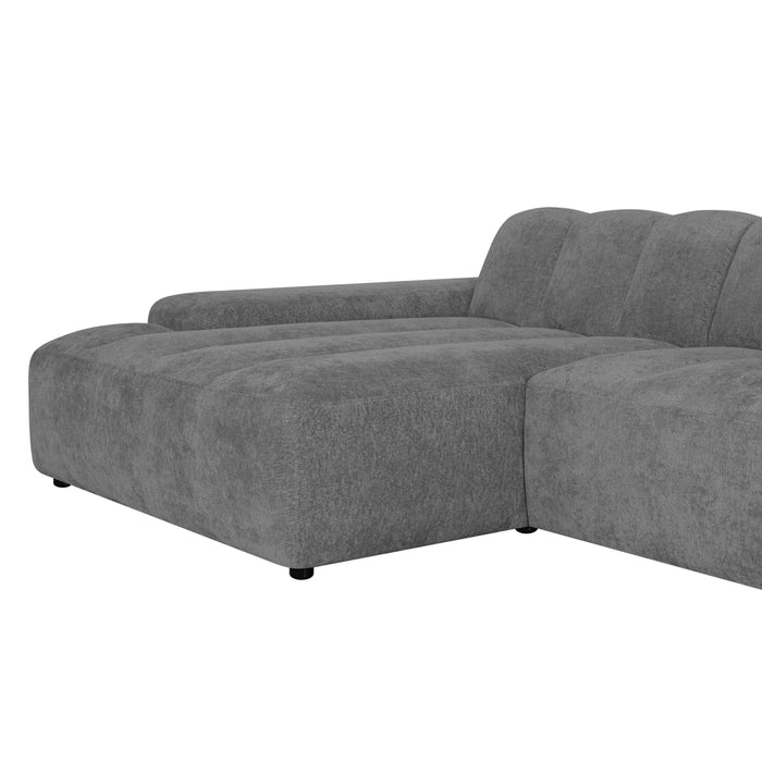 by fonQ Plume 2,5-zits Hoekbank met Chaise Longue Links - Chenille - Antraciet