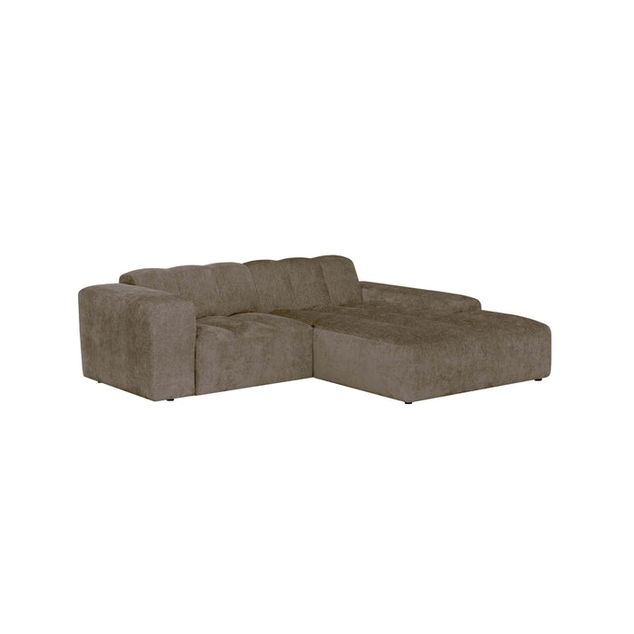 by fonQ Plume 2,5-zits Hoekbank met Chaise Longue XL Rechts - Chenille - Mocca