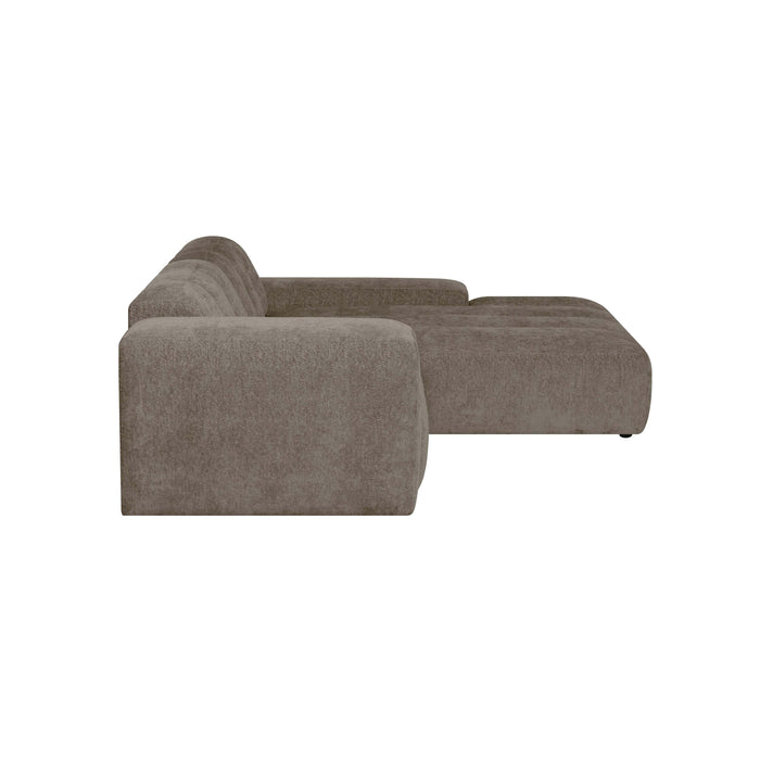 by fonQ Plume 2,5-zits Hoekbank met Chaise Longue XL Rechts - Chenille - Mocca