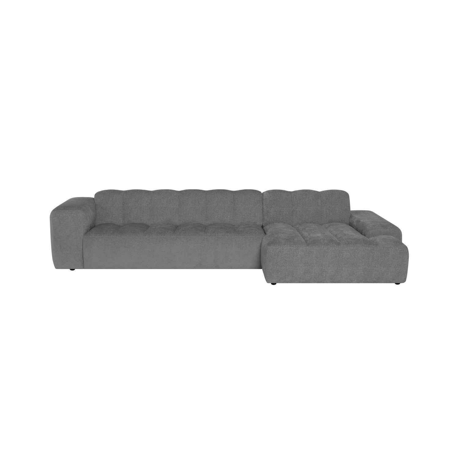 by fonQ Plume 4-zits Hoekbank met Chaise Longue Rechts - Chenille - Antraciet