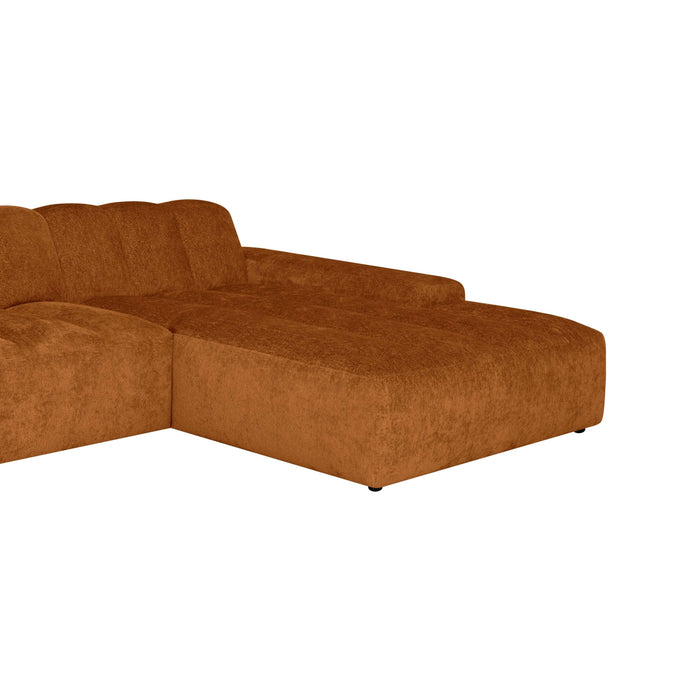 by fonQ Plume 2,5-zits Hoekbank met Chaise Longue XL Rechts - Chenille - Terra