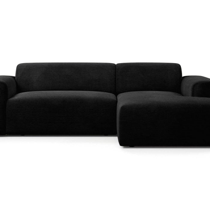 NADUVI Collection Nina Hoekbank Rechts - Ribstof - Zwart