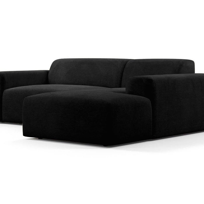 NADUVI Collection Nina Hoekbank Rechts - Ribstof - Zwart