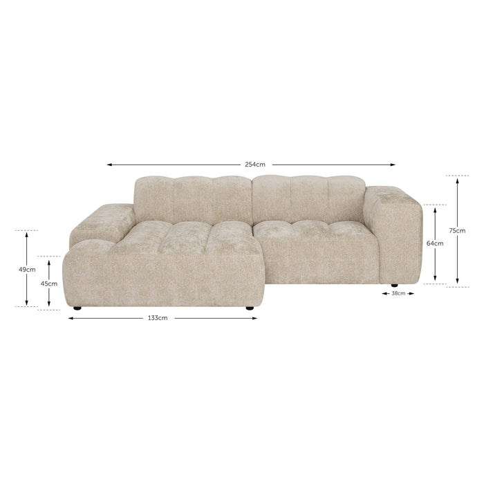 by fonQ Plume 2,5-zits Hoekbank met Chaise Longue Links - Chenille - Antraciet