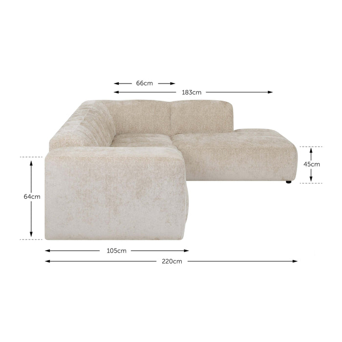 by fonQ Plume 3-zits Hoekbank Rechts - Chenille - Beige