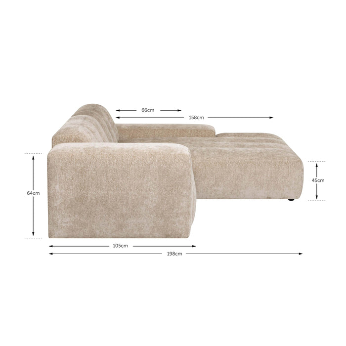 by fonQ Plume 3-zits Hoekbank met Chaise Longue XL Rechts - Chenille - Groen