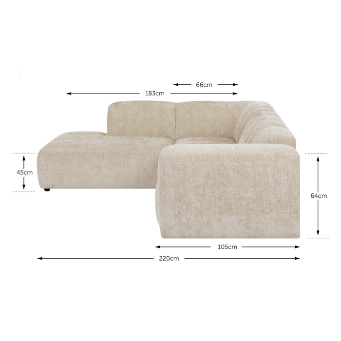 by fonQ Plume 2,5-zits Hoekbank Links - Chenille - Groen