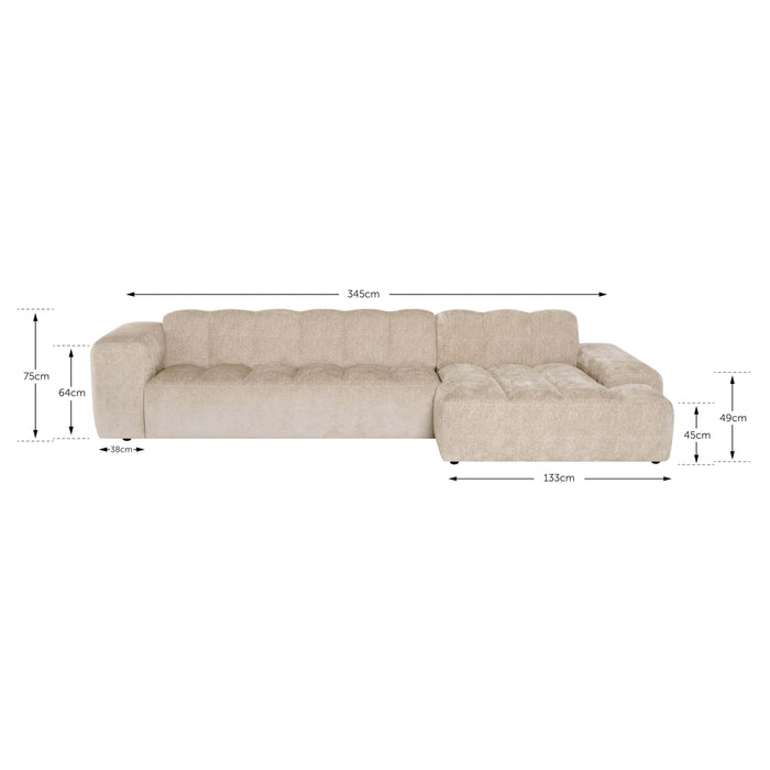 by fonQ Plume 4-zits Hoekbank met Chaise Longue Rechts - Chenille - Terra