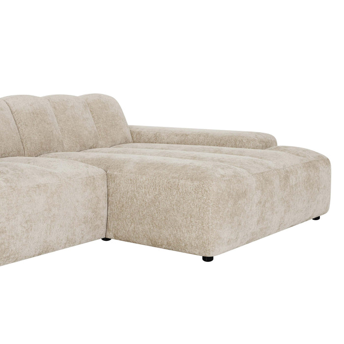 by fonQ Plume 4-zits Hoekbank met Chaise Longue XL Links - Chenille - Beige