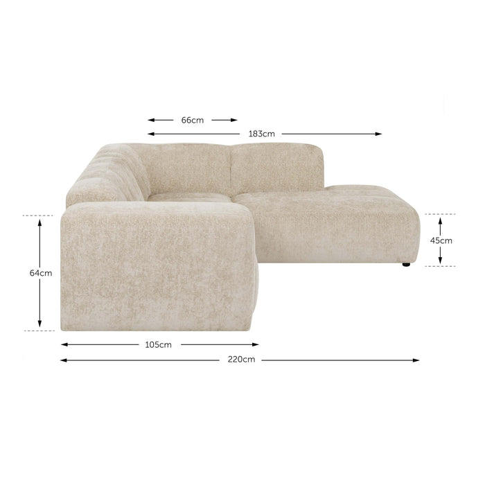 by fonQ Plume 2,5-zits Hoekbank Rechts - Chenille - Mocca