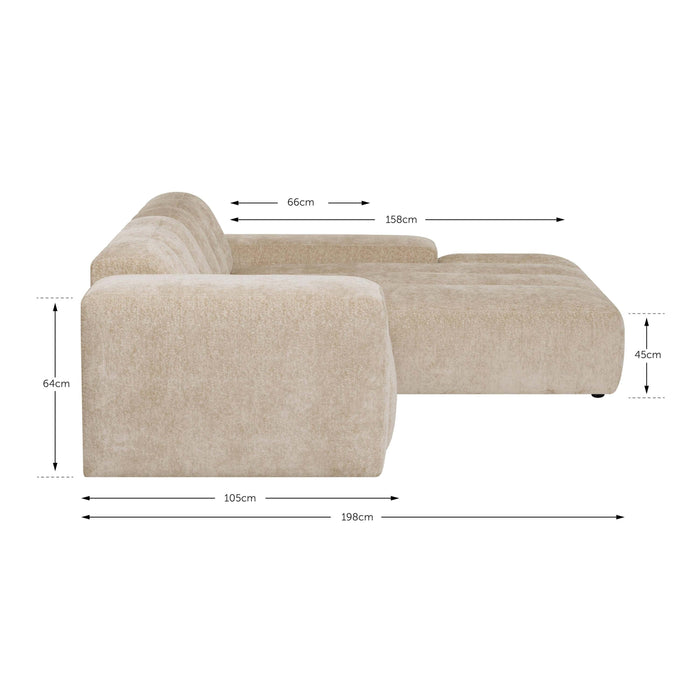 by fonQ Plume 2,5-zits Hoekbank met Chaise Longue XL Rechts - Chenille - Grijs